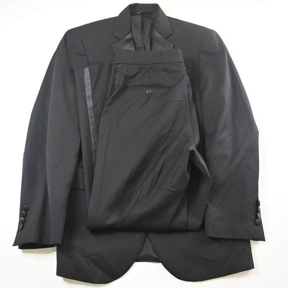 Jos A Bank 37R 30x30 Black 100% Wool Traveler Mens Jacket Pants Tuxedo
